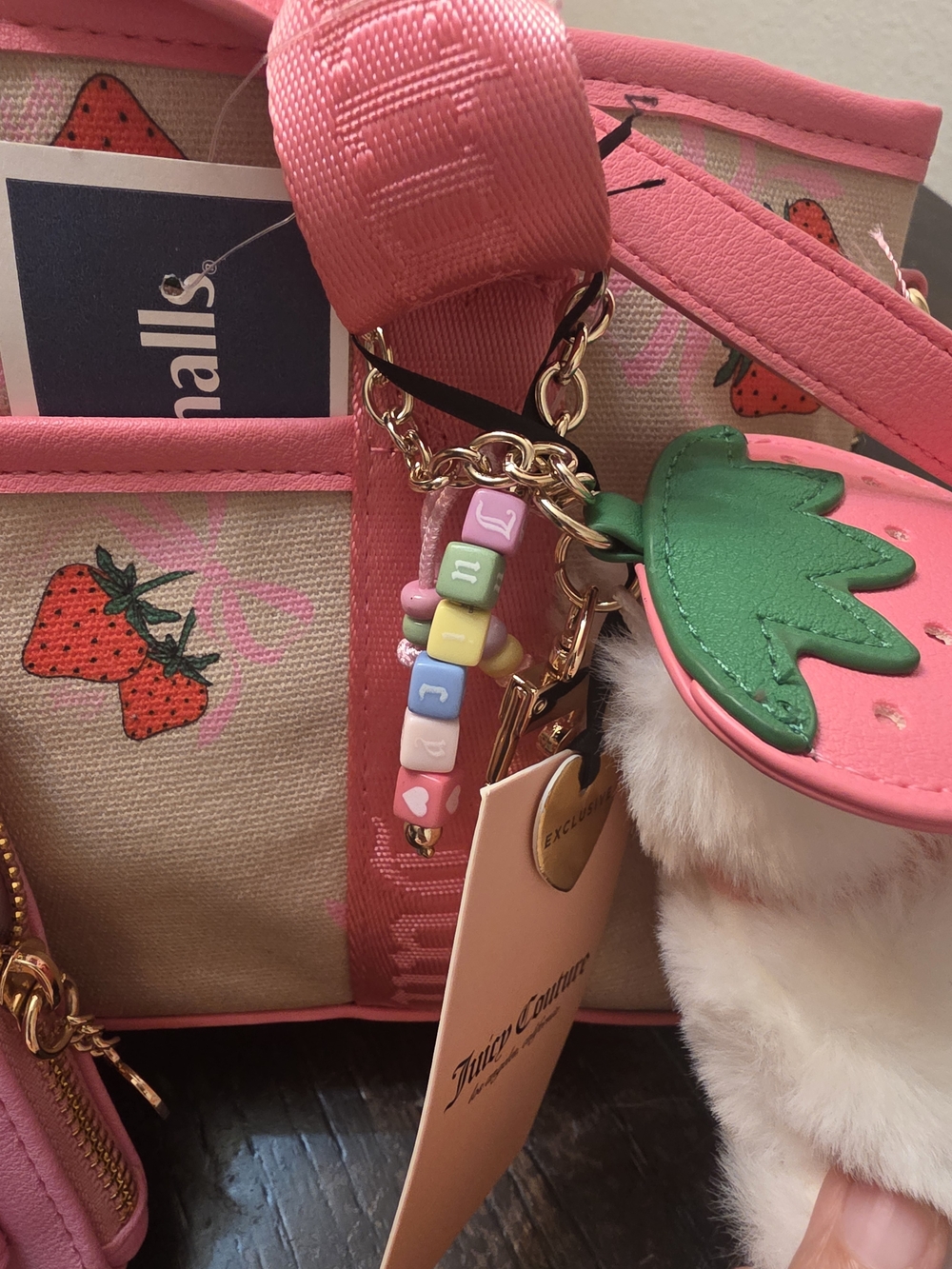 Juicy Couture Pink Heart Mirror Keychain with Pom Charm - Picture 5 of 8